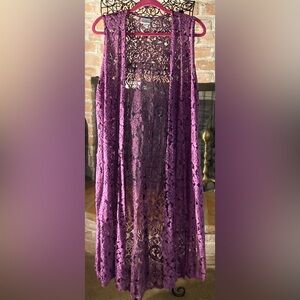 LulaRoe Plum Lace Women's Cardigan Duster
